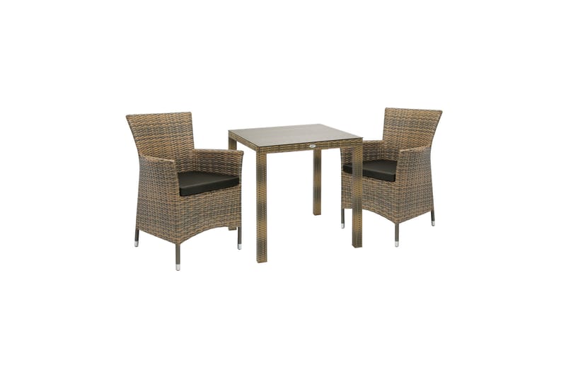 Möbelset WICKER Utebord och 2 Utestolar 73x73xH71cm - Utemöbler - Utegrupp - Matgrupp utomhus