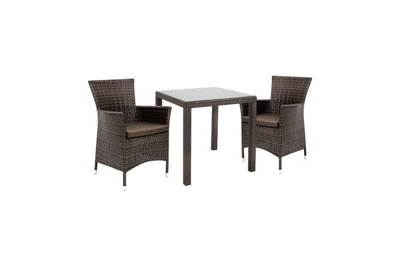 Möbelset WICKER Utebord och 2 Utestolar 73x73xH71cm - Utemöbler - Utegrupp - Matgrupp utomhus
