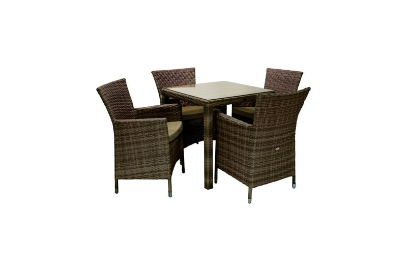 Möbelset WICKER Utebord och 4 Utestolar 73x73xH71 brun - Utemöbler - Utegrupp - Matgrupp utomhus