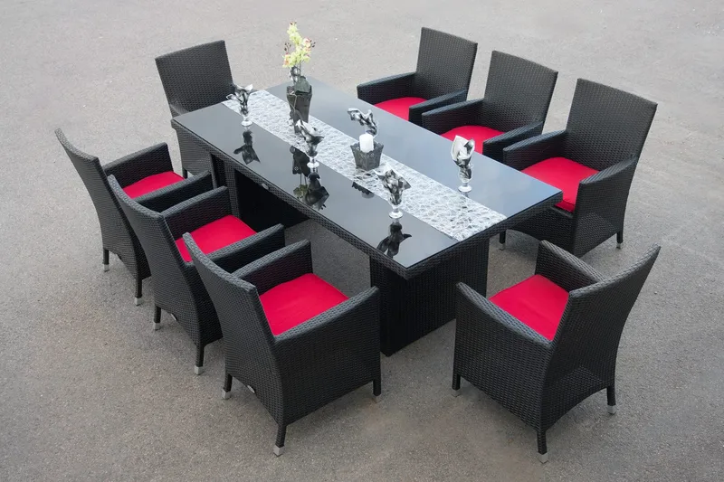 Majestic Matgrupp 210 + 6 Thor Fåtölj - Svart/Svart - Utemöbler - Utegrupp - Matgrupp utomhus