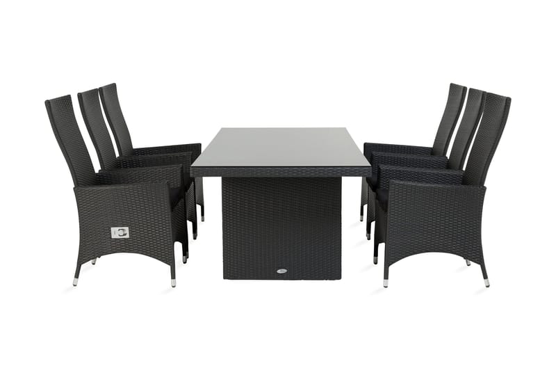 Majestic Matgrupp Utomhus 210 + 6 Jenny Ställbar Fåtölj, Svart