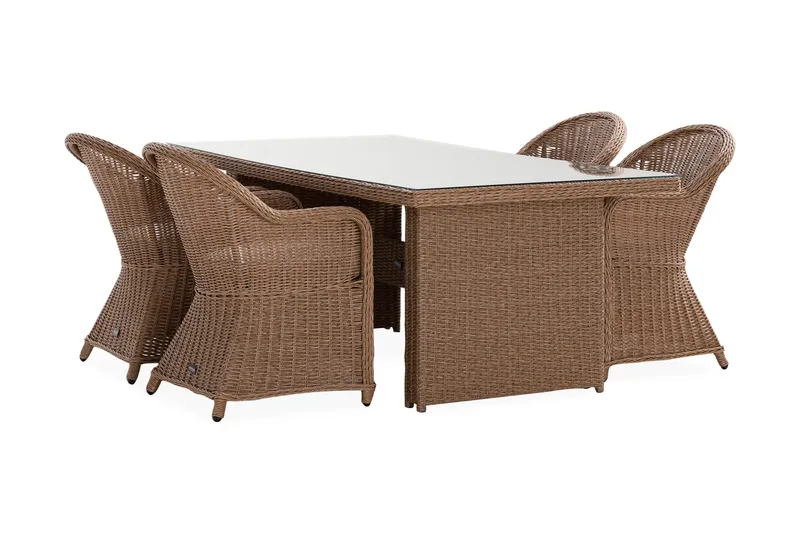 Marcus Matgrupp 200 + 4 Light Fåtöljer m Dyna - Natur - Utemöbler - Utegrupp - Matgrupp utomhus