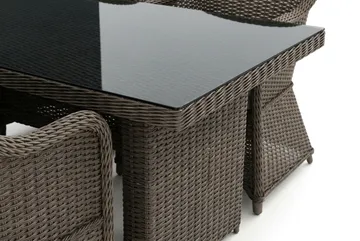 Marcus utomhus matgrupp 160x90 cm med 4 Marcus Light utefåtöljer - Grå - Utemöbler - Utegrupp - Matgrupp utomhus