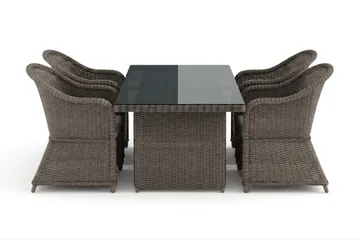 Marcus utomhus matgrupp 160x90 cm med 4 Marcus Light utefåtöljer - Grå - Utemöbler - Utegrupp - Matgrupp utomhus