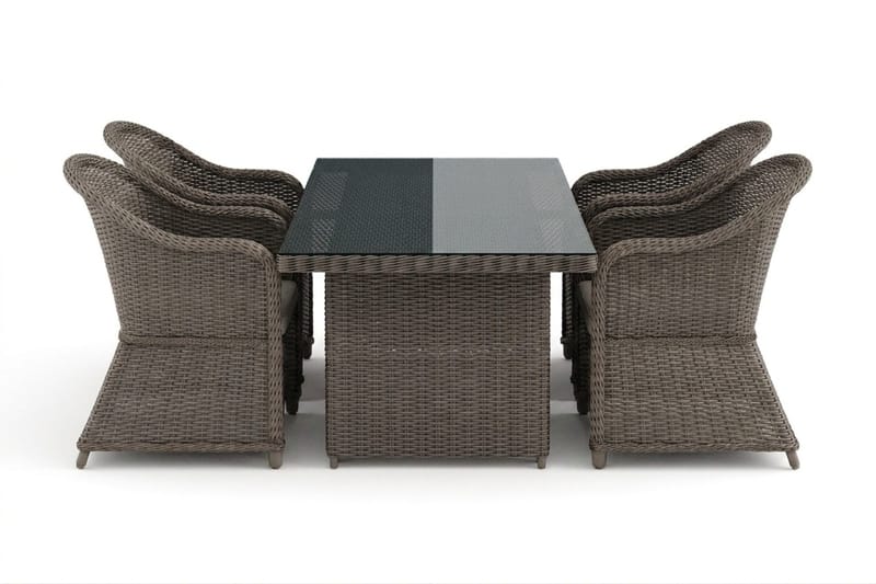 Marcus utomhus matgrupp 160x90 cm med 4 Marcus Light utefåtöljer - Grå - Utemöbler - Utegrupp - Matgrupp utomhus