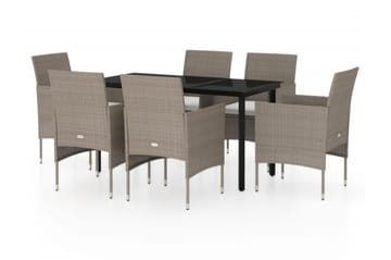 Matgrupp Utomhus för trädgården med dynor 7 delar beige och svart