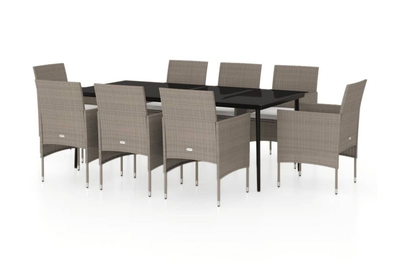 Matgrupp Utomhus för trädgården med dynor 9 delar beige och svart - Beige - Utemöbler - Utegrupp - Matgrupp utomhus