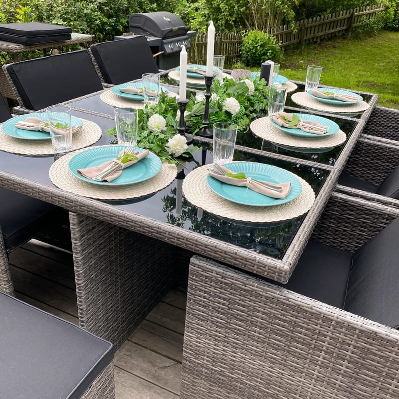 Matgrupp utemöbler | 10 sittplatser | Grå Konstrotting | Skärhamn - Utemöbler - Utegrupp - Matgrupp utomhus