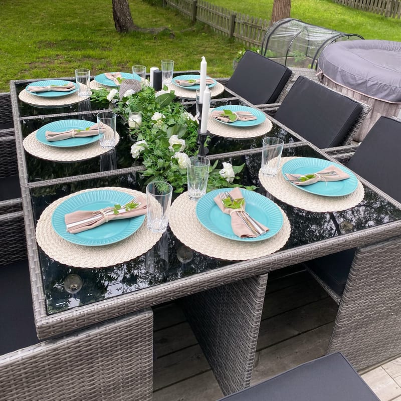 Matgrupp utemöbler | 10 sittplatser | Grå Konstrotting | Skärhamn - Utemöbler - Utegrupp - Matgrupp utomhus