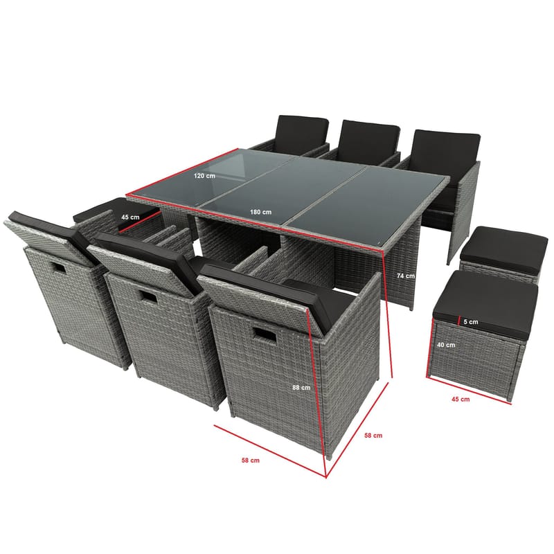 Matgrupp utemöbler | 10 sittplatser | Grå Konstrotting | Skärhamn - Utemöbler - Utegrupp - Matgrupp utomhus
