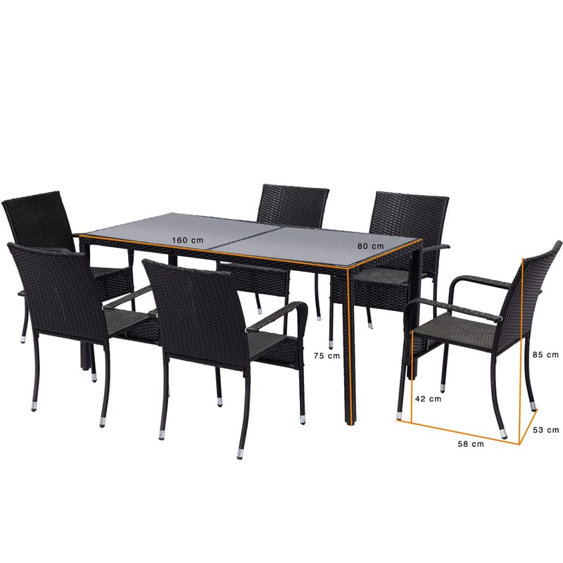 Matgrupp utemöbler | 6 stolar | Lyfco Boarp - Utemöbler - Utegrupp - Matgrupp utomhus