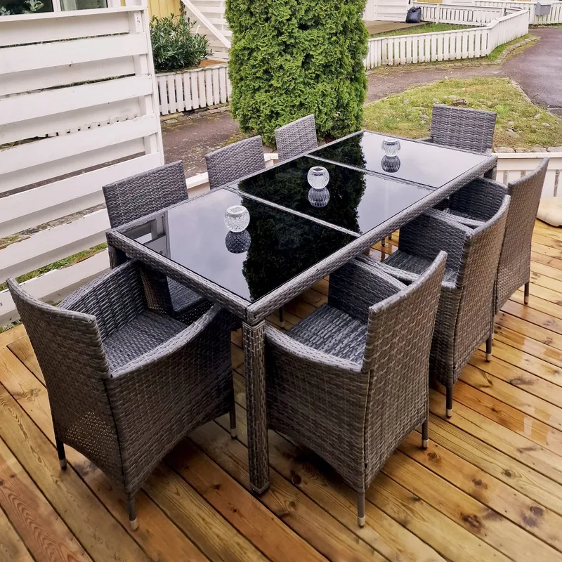 Matgrupp utemöbler med 8 stolar | Dynor ingår | Grå | Lyfco Lysekil - Utemöbler - Utegrupp - Matgrupp utomhus