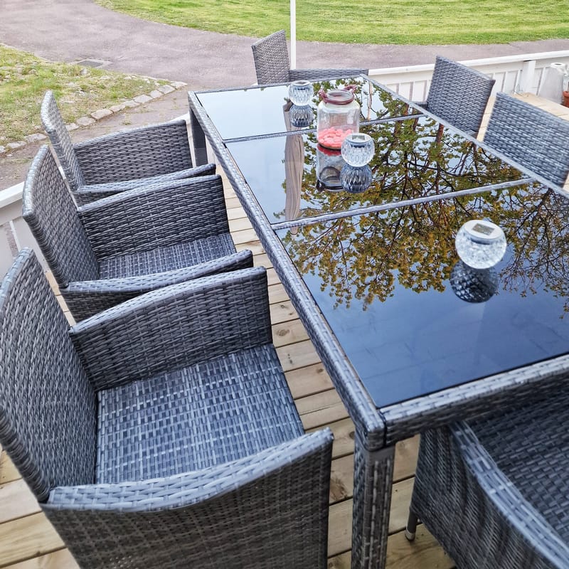 Matgrupp utemöbler med 8 stolar | Dynor ingår | Grå | Lyfco Lysekil - Utemöbler - Utegrupp - Matgrupp utomhus