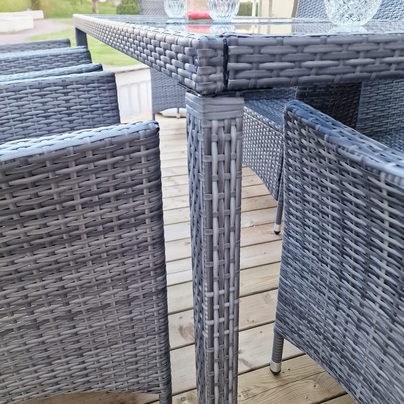 Matgrupp utemöbler med 8 stolar | Dynor ingår | Grå | Lyfco Lysekil - Utemöbler - Utegrupp - Matgrupp utomhus