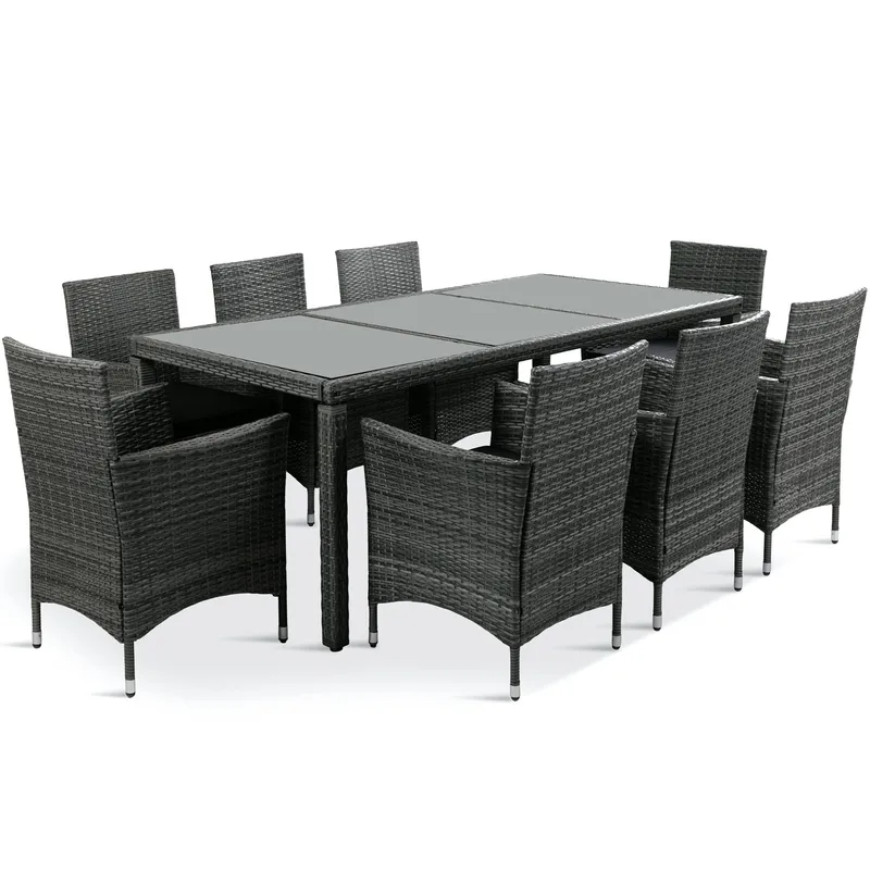 Matgrupp utemöbler med 8 stolar | Dynor ingår | Grå | Lyfco Lysekil, undefined