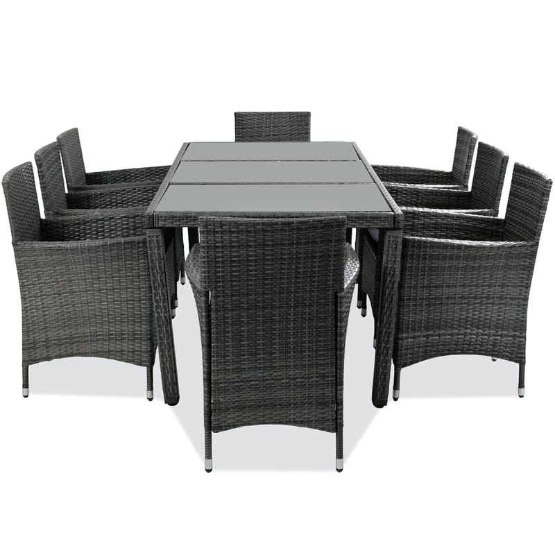 Matgrupp utemöbler med 8 stolar | Dynor ingår | Grå | Lyfco Lysekil - Utemöbler - Utegrupp - Matgrupp utomhus