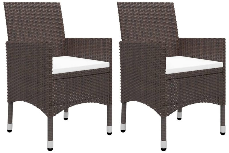 Matgrupp Utomhus för trädgården 3 delar brun konstrotting och glas - Brun - Utemöbler - Utegrupp - Matgrupp utomhus