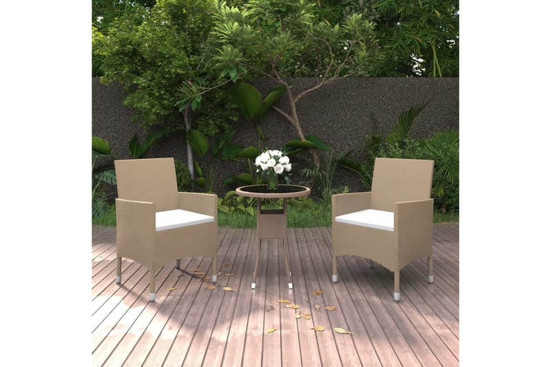 Matgrupp Utomhus för trädgården 3 delar konstrotting beige - Beige - Utemöbler - Utegrupp - Matgrupp utomhus