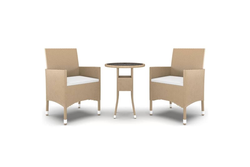 Matgrupp Utomhus för trädgården 3 delar konstrotting beige - Beige - Utemöbler - Utegrupp - Matgrupp utomhus