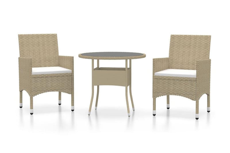 Matgrupp Utomhus för trädgården 3 delar konstrotting beige - Beige - Utemöbler - Utegrupp - Matgrupp utomhus