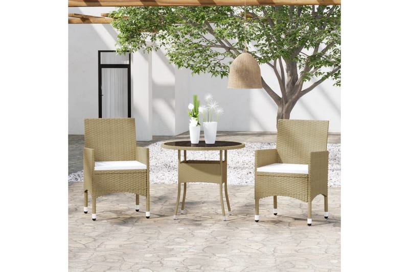 Matgrupp Utomhus för trädgården 3 delar konstrotting beige - Beige - Utemöbler - Utegrupp - Matgrupp utomhus
