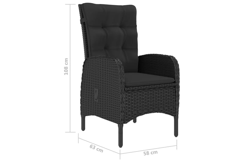 Matgrupp Utomhus för trädgården 3 delar konstrotting och glas svart - Svart - Utemöbler - Utegrupp - Matgrupp utomhus