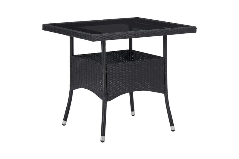 Matgrupp Utomhus för trädgården 3 delar svart konstrotting och glas - Svart - Utemöbler - Utegrupp - Matgrupp utomhus