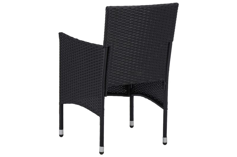 Matgrupp Utomhus för trädgården 3 delar svart konstrotting och glas - Svart - Utemöbler - Utegrupp - Matgrupp utomhus
