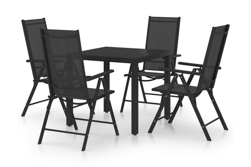Matgrupp Utomhus för trädgården 5 delar aluminium svart - Svart - Utemöbler - Utegrupp - Matgrupp utomhus