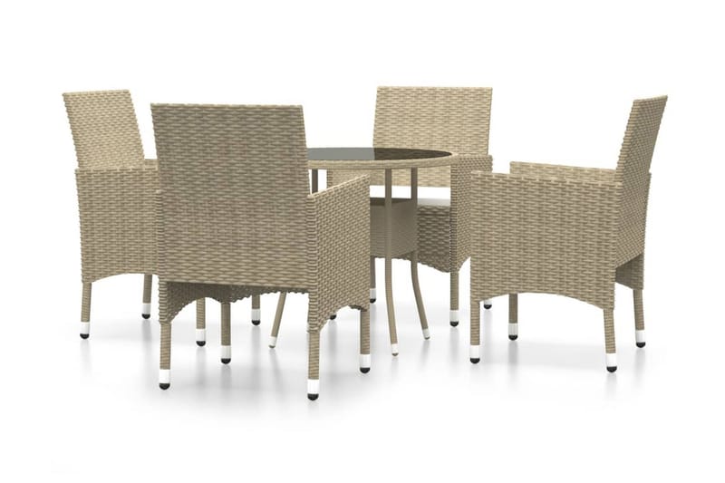 Matgrupp Utomhus för trädgården 5 delar konstrotting beige - Beige - Utemöbler - Utegrupp - Matgrupp utomhus