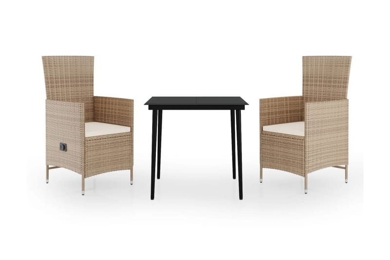 Matgrupp Utomhus för trädgården med dynor 3 delar beige - Beige - Utemöbler - Utegrupp - Matgrupp utomhus