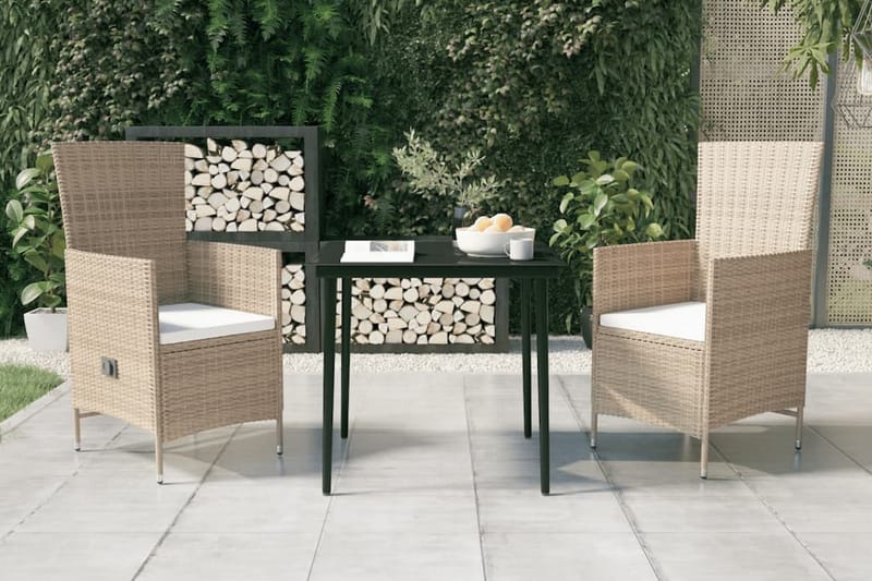 Matgrupp Utomhus för trädgården med dynor 3 delar beige - Beige - Utemöbler - Utegrupp - Matgrupp utomhus