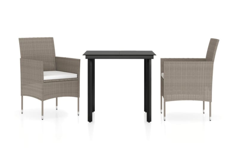 Matgrupp Utomhus för trädgården med dynor 3 delar beige och svart - Beige - Utemöbler - Utegrupp - Matgrupp utomhus