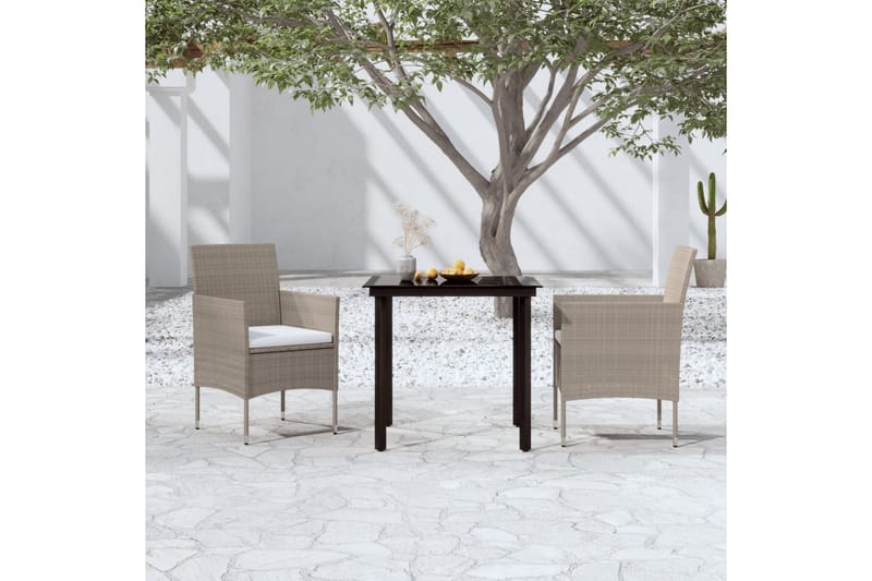 Matgrupp Utomhus för trädgården med dynor 3 delar beige och svart - Beige - Utemöbler - Utegrupp - Matgrupp utomhus