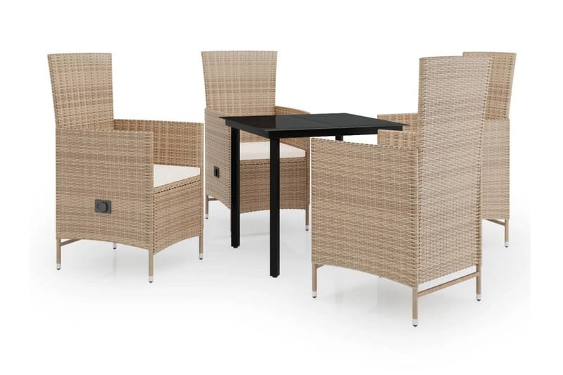 Matgrupp Utomhus för trädgården med dynor 5 delar beige - Beige - Utemöbler - Utegrupp - Matgrupp utomhus