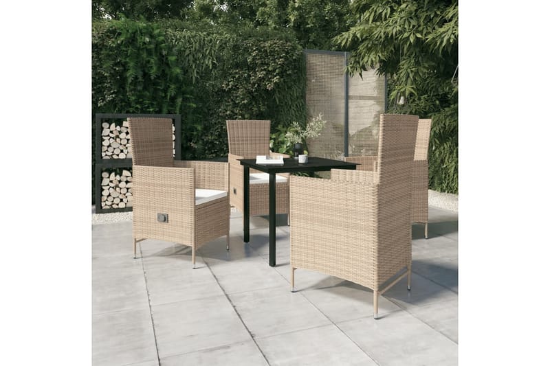Matgrupp Utomhus för trädgården med dynor 5 delar beige - Beige - Utemöbler - Utegrupp - Matgrupp utomhus