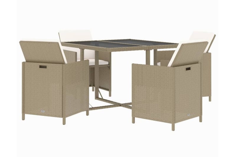 Matgrupp Utomhus för trädgården med dynor 5 delar konstrotting beige - Beige - Utemöbler - Utegrupp - Matgrupp utomhus