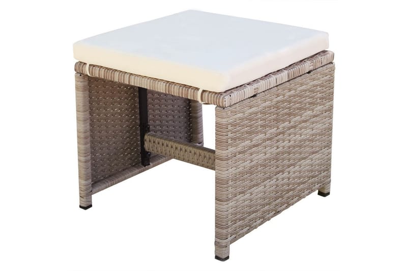 Matgrupp Utomhus för trädgården med dynor 9 delar konstrotting beige - Beige - Utemöbler - Utegrupp - Matgrupp utomhus