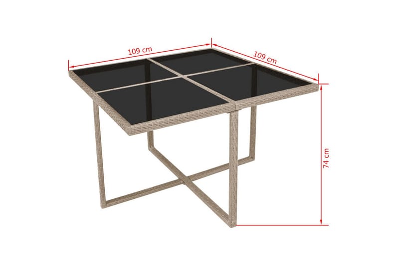 Matgrupp Utomhus för trädgården med dynor 9 delar konstrotting beige - Beige - Utemöbler - Utegrupp - Matgrupp utomhus