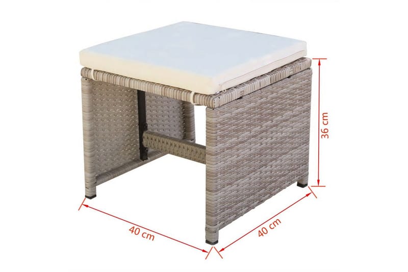 Matgrupp Utomhus för trädgården med dynor 9 delar konstrotting beige - Beige - Utemöbler - Utegrupp - Matgrupp utomhus