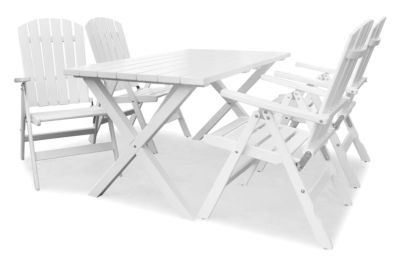 Matgrupp Utomhus Scottsdale 150 cm + 2 Bänkar 140 cm Vit - KWA - Utemöbler - Utegrupp - Matgrupp utomhus