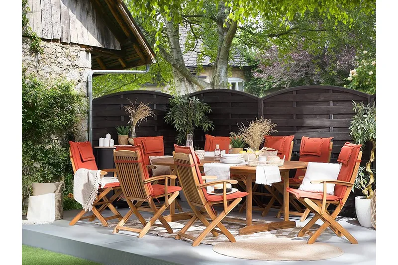 Maui Trädgårdsmöbelset Med Utebord+8 Utestolar, Trä/Natur