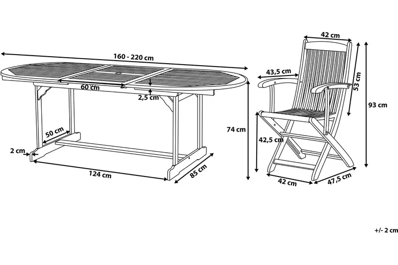 Maui Trädgårdsmöbelset Med Utebord+8 Utestolar - Trä/Natur - Utemöbler - Utegrupp - Matgrupp utomhus