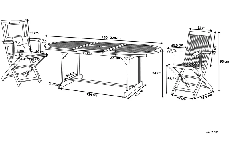 Maui Trädgårdsmöbelset Med Utebord+8 Utestolar - Trä/Natur - Utemöbler - Utegrupp - Matgrupp utomhus