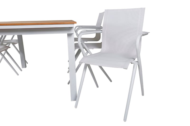 Mexico Förlängningsbar Matgrupp 180cm + 6 Alina Stolar Brun/ - Brun/Vit - Utemöbler - Utegrupp - Matgrupp utomhus
