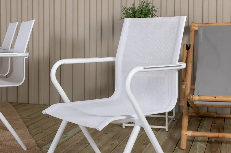 Mexico Förlängningsbar Matgrupp 180cm + 6 Alina Stolar Brun/ - Brun/Vit - Utemöbler - Utegrupp - Matgrupp utomhus