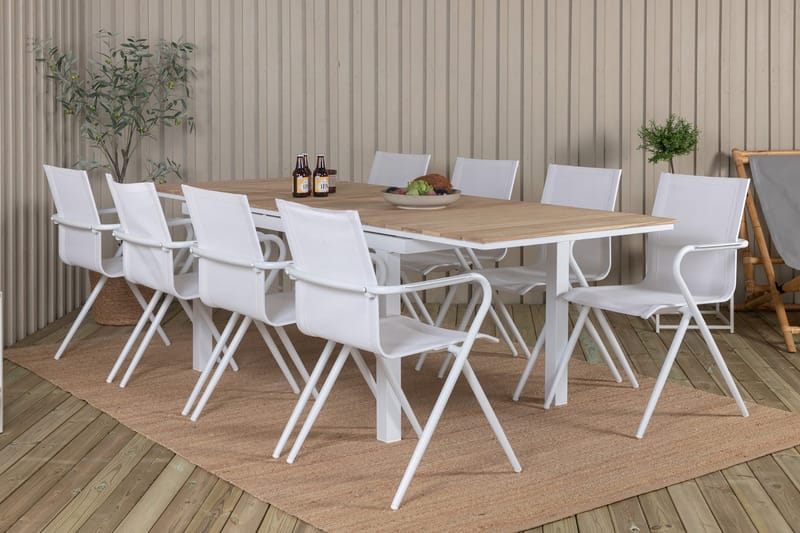 Mexico Förlängningsbar Matgrupp 180cm + 8 Alina Stolar Svart - Svart/Grå - Utemöbler - Utegrupp - Matgrupp utomhus