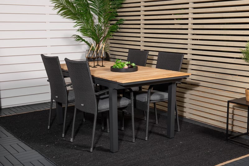 Mexico Förlängningsbar Matgrupp Utomhus 160-240cm + 4 Anna Stolar - Natur - Utemöbler - Utegrupp - Matgrupp utomhus