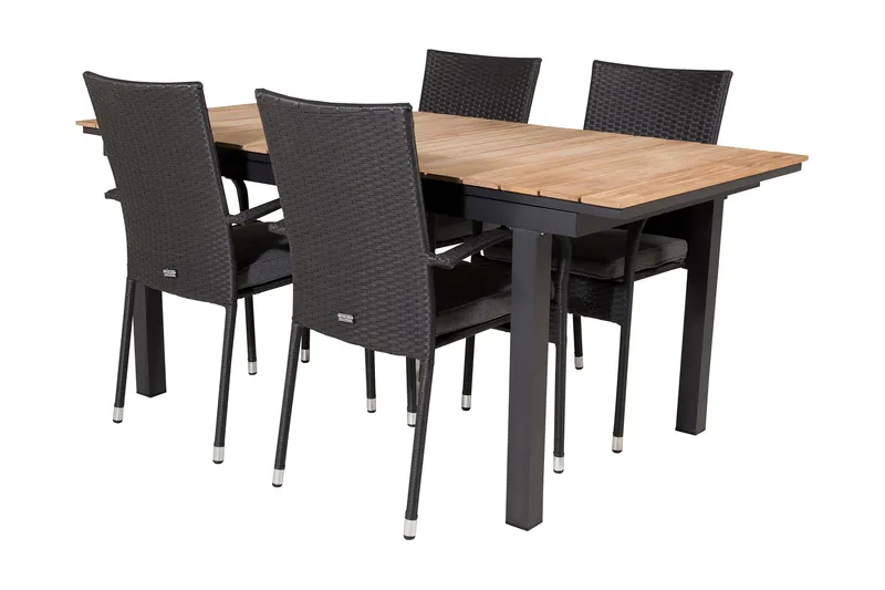 Mexico Förlängningsbar Matgrupp Utomhus 160-240cm + 4 Anna Stolar - Natur - Utemöbler - Utegrupp - Matgrupp utomhus