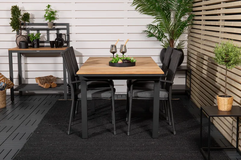 Mexico Förlängningsbar Matgrupp Utomhus 160-240cm + 4 Anna Stolar - Natur - Utemöbler - Utegrupp - Matgrupp utomhus